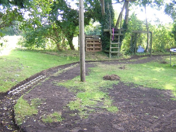 Digging out the top part of the garden.